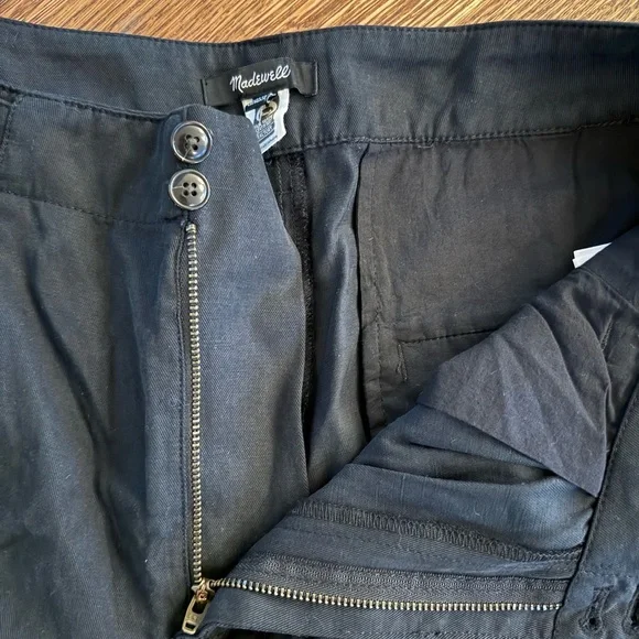 NWT MADEWELL Harlow Wide Leg Pleated Pants Black Cotton Linen Comfy Baggy 12 P - Picture 3 of 6